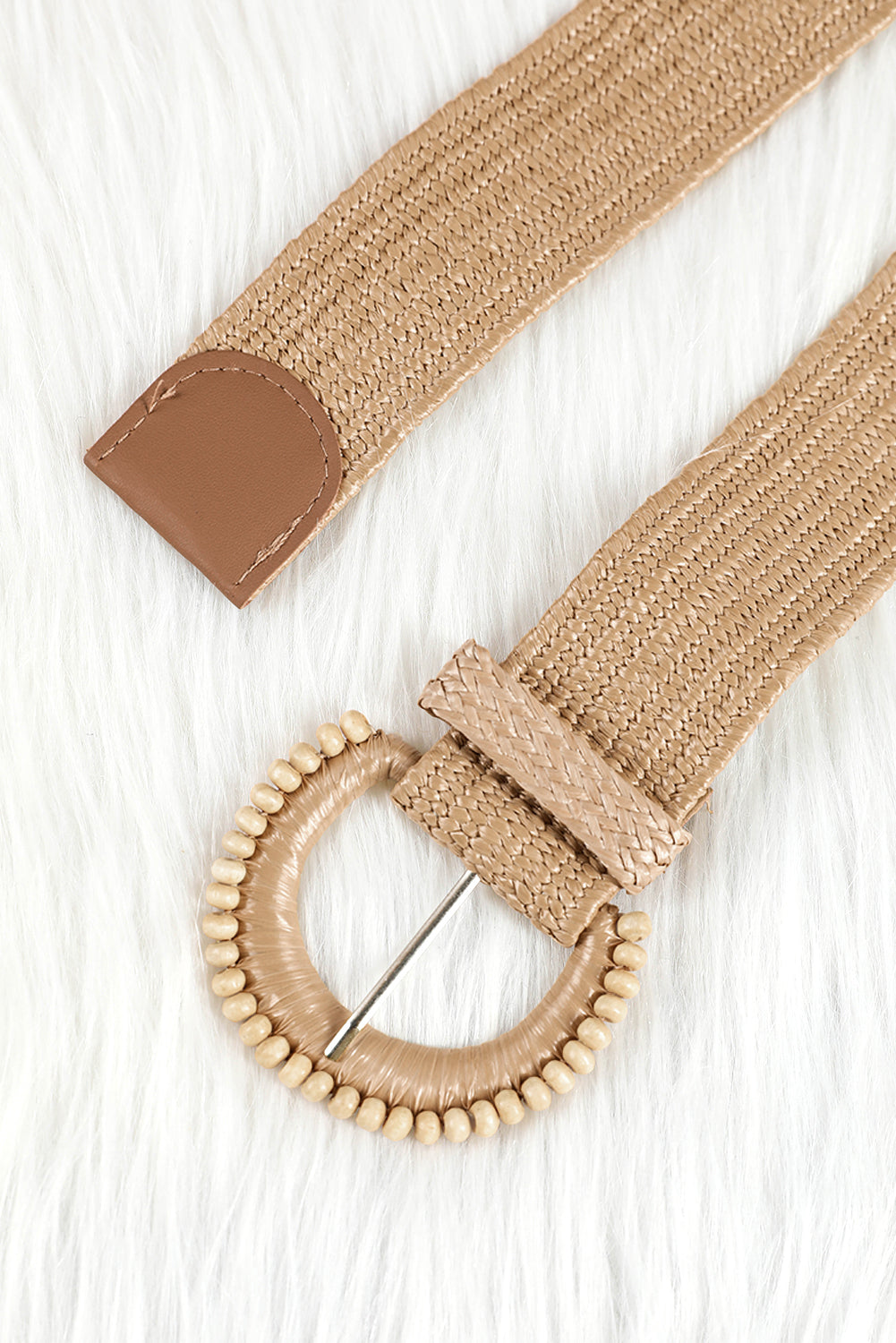 Camel Braided Leather Decor Belt