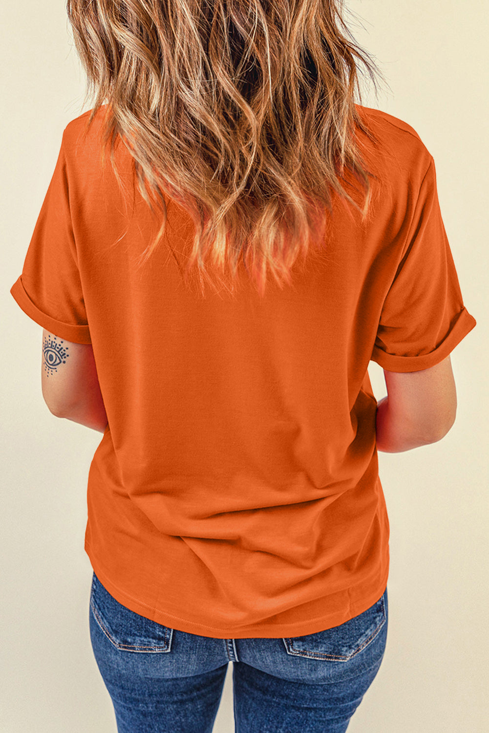 Orange SPOOKY Print Crewneck Halloween T Shirt