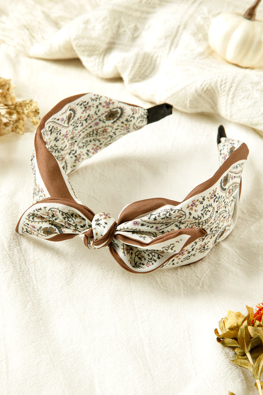 White Boho Floral Knot Headband