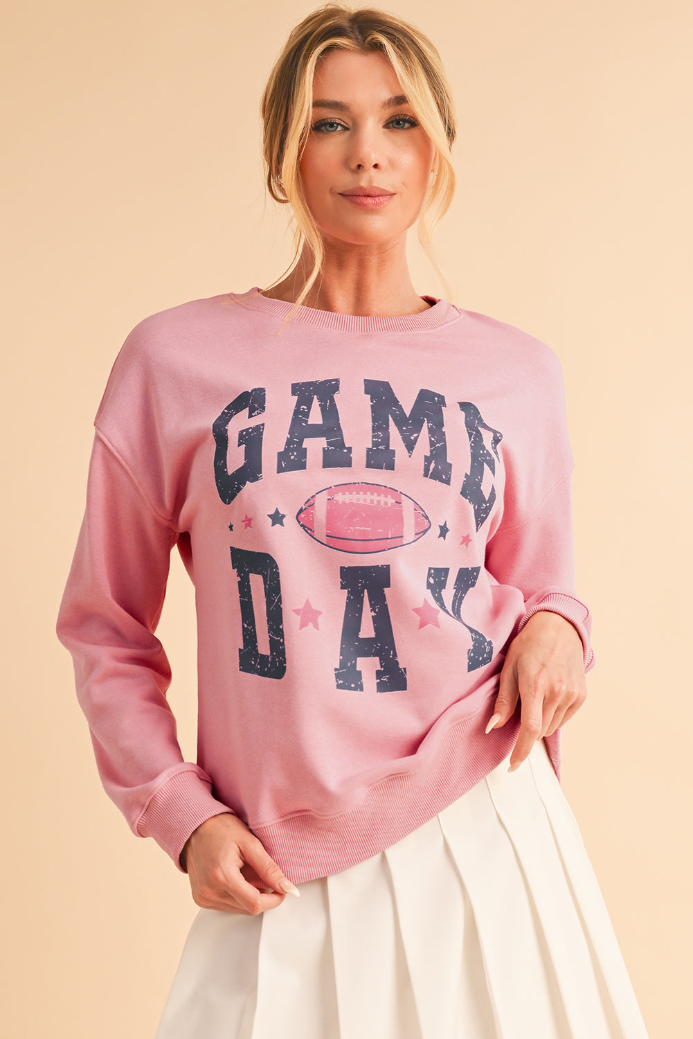 Pink GAME DAY Graphic Drop Shoulder Sweatshirt