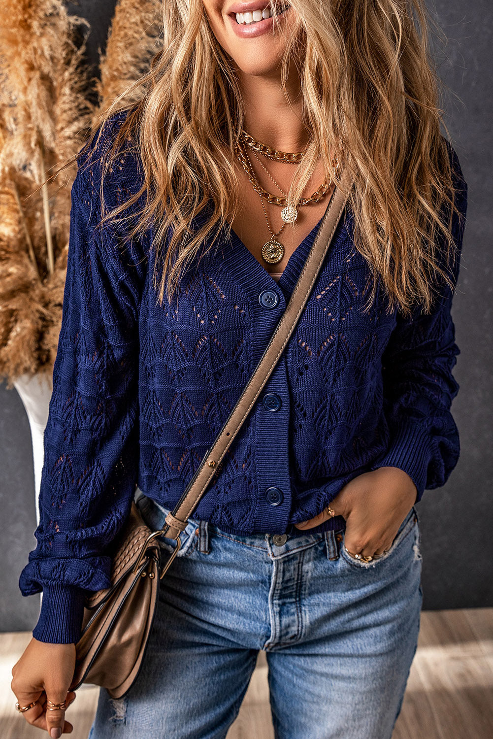 Lightweight Buttoned Front Crochet Cardigan (4 colors)
