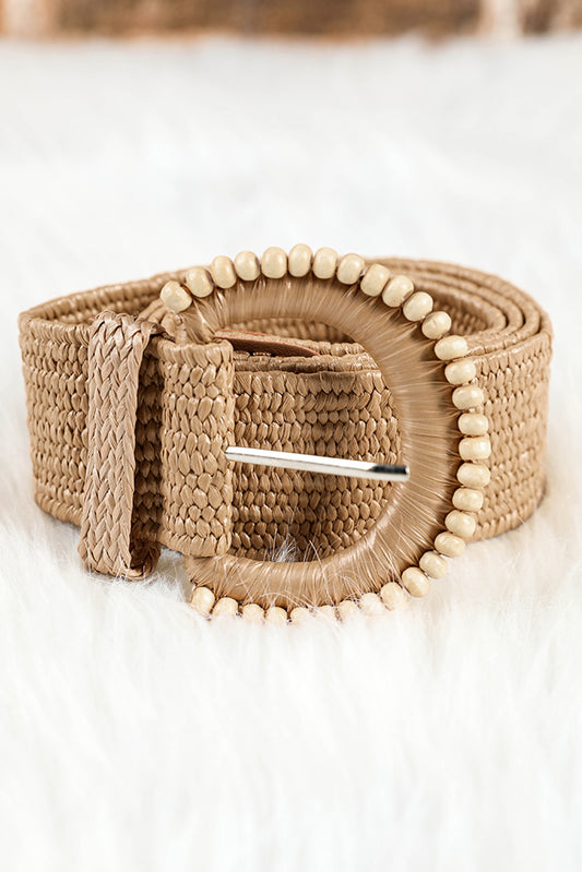 Camel Braided Leather Decor Belt