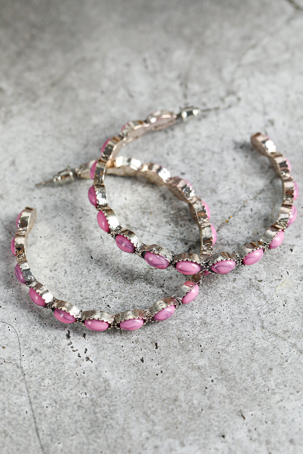 Sky Blue (or Pink) Big Circle C-shaped Earrings