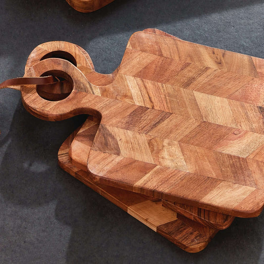 Chevron Acacia Wood Mini Serving Boards (Set of 4)