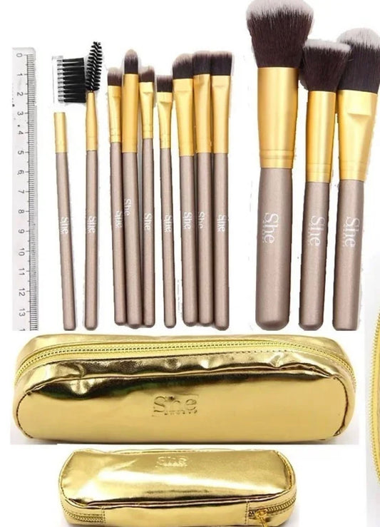 12 pc makeup brush set with case