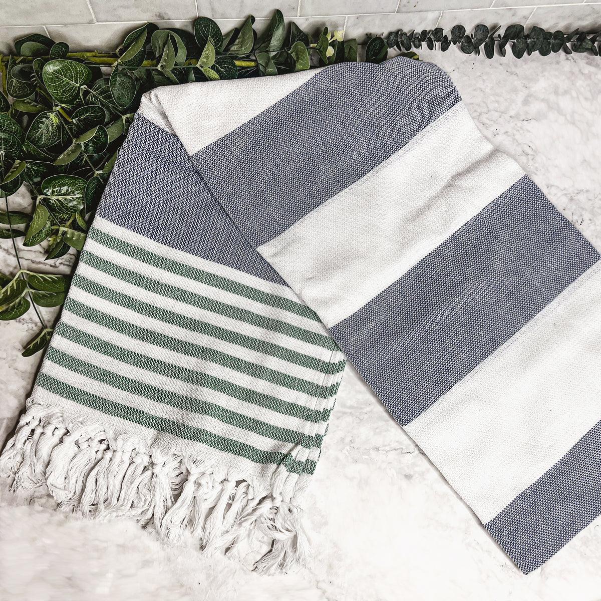 Oversized Mediterranean Striped Towel 180GSM