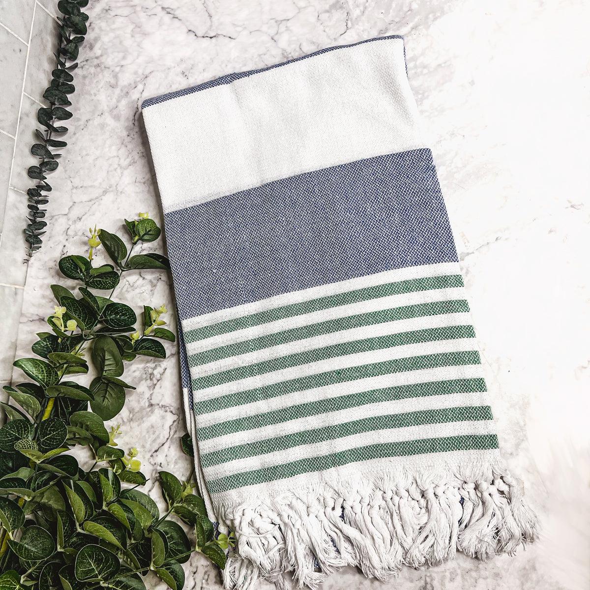 Oversized Mediterranean Striped Towel 180GSM