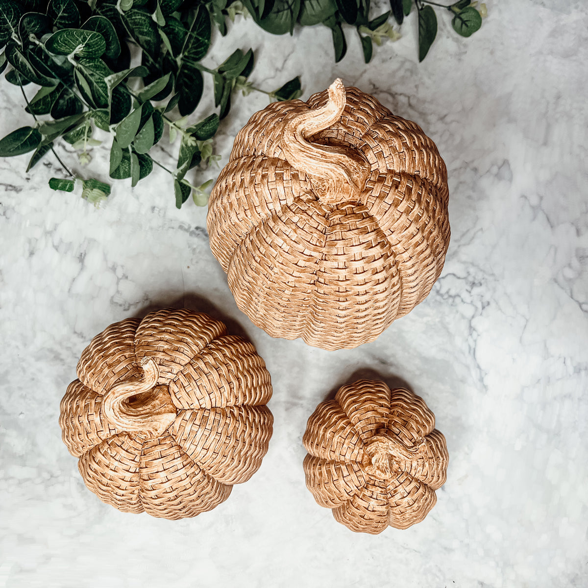 Basket Weave Pumpkins Festive Autumn Decor
