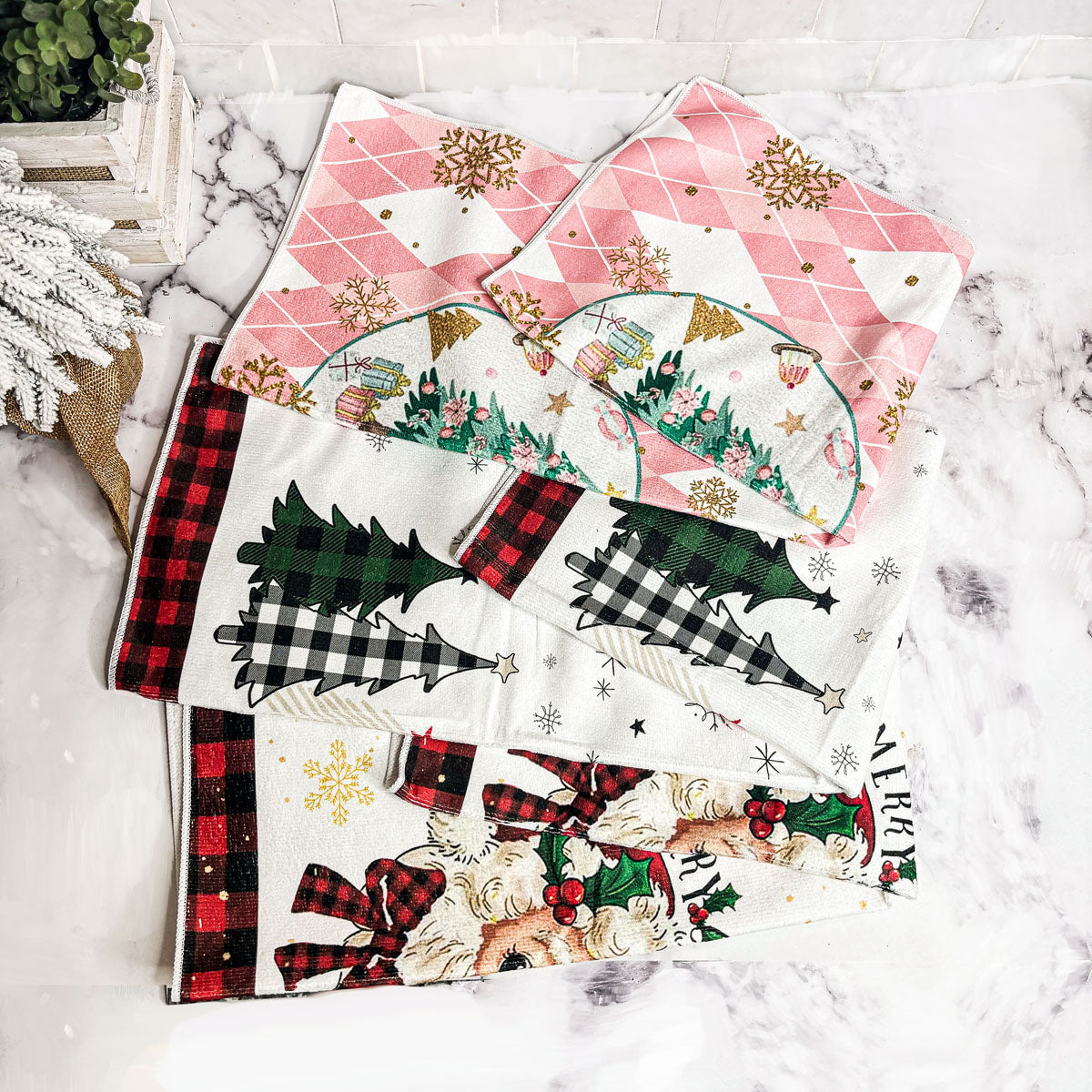 Christmas Cozy Scene Single Sided Dish Towels