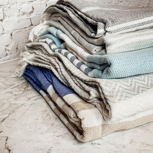Oversized Mediterranean Striped Towel 180GSM