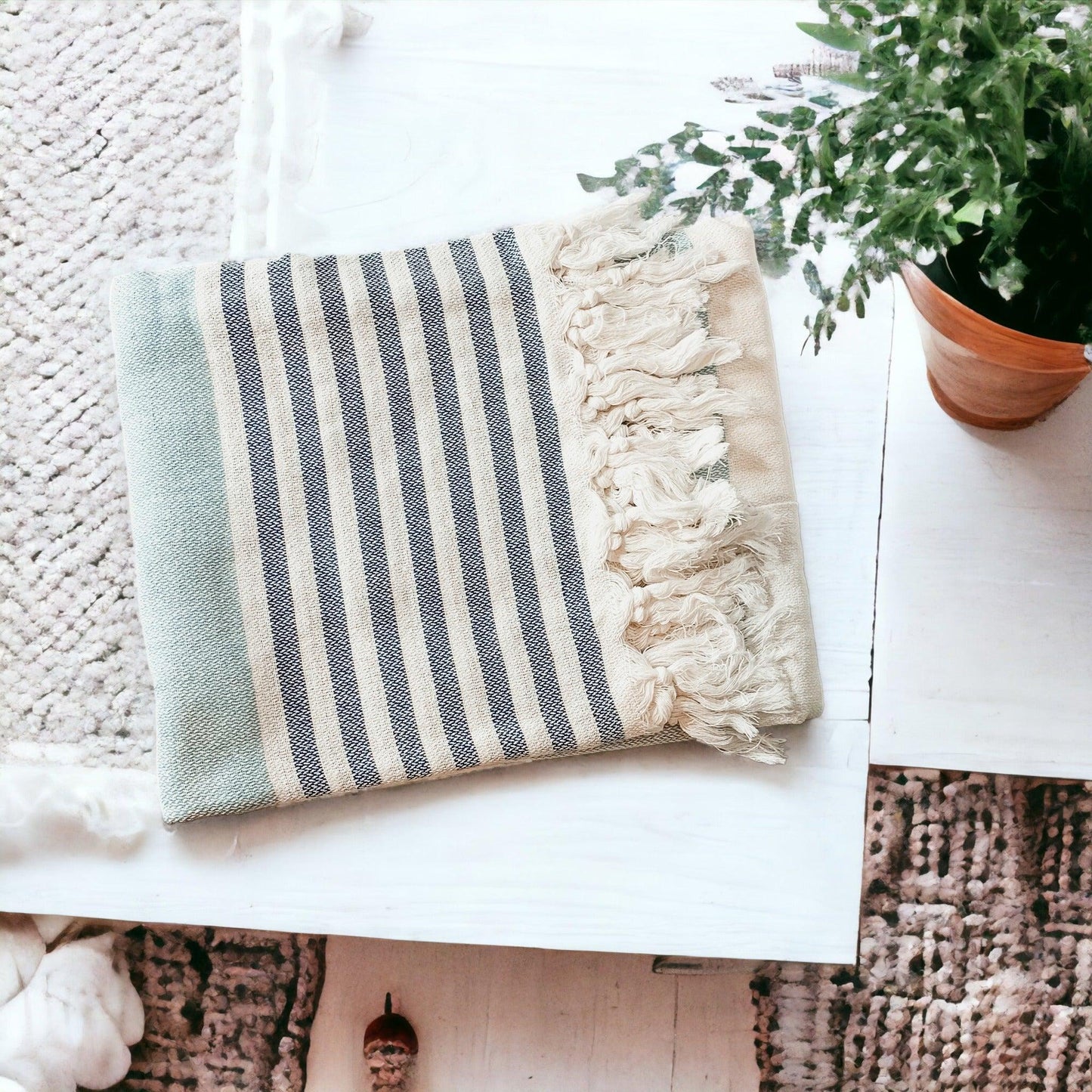 Oversized Mediterranean Striped Towel 180GSM