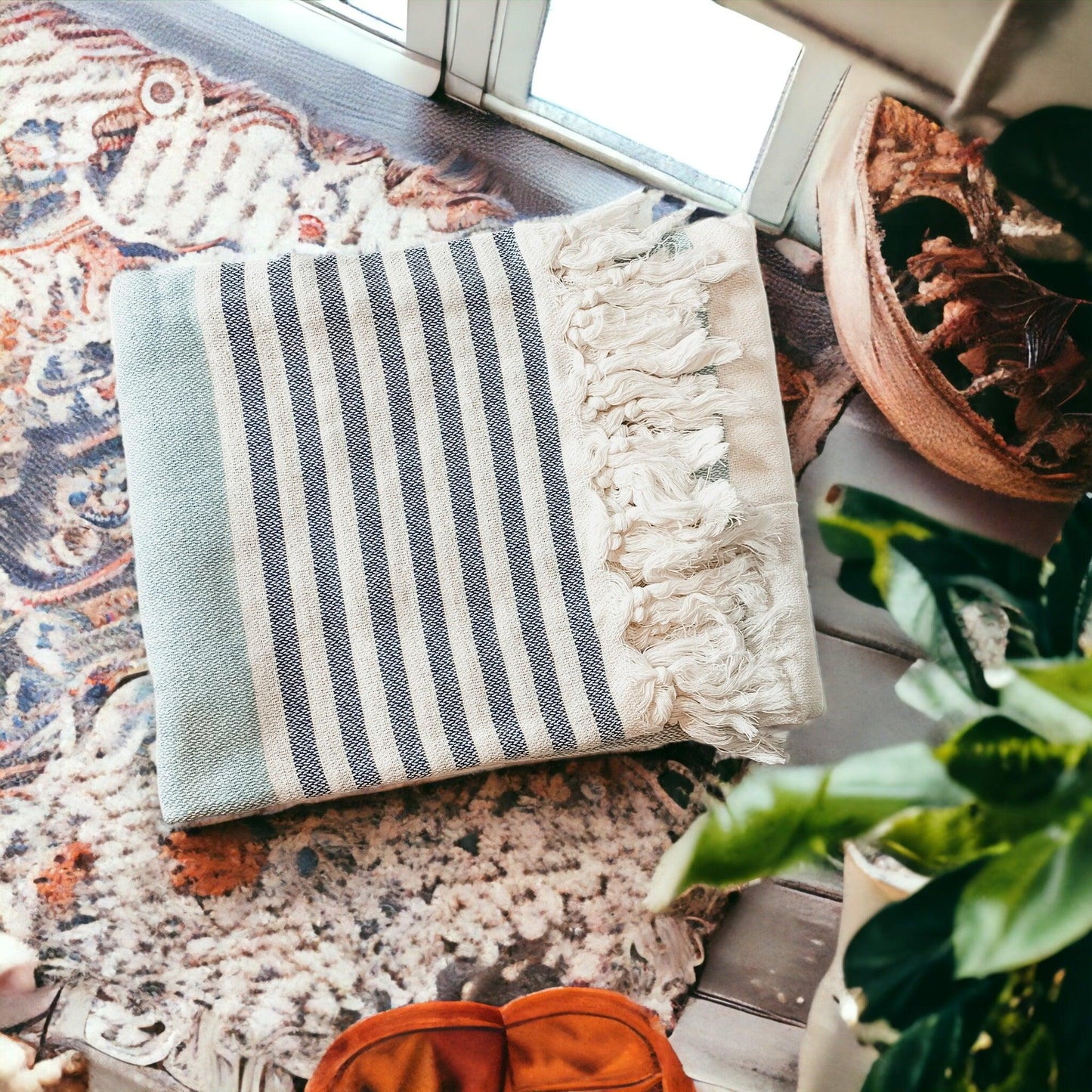 Oversized Mediterranean Striped Towel 180GSM