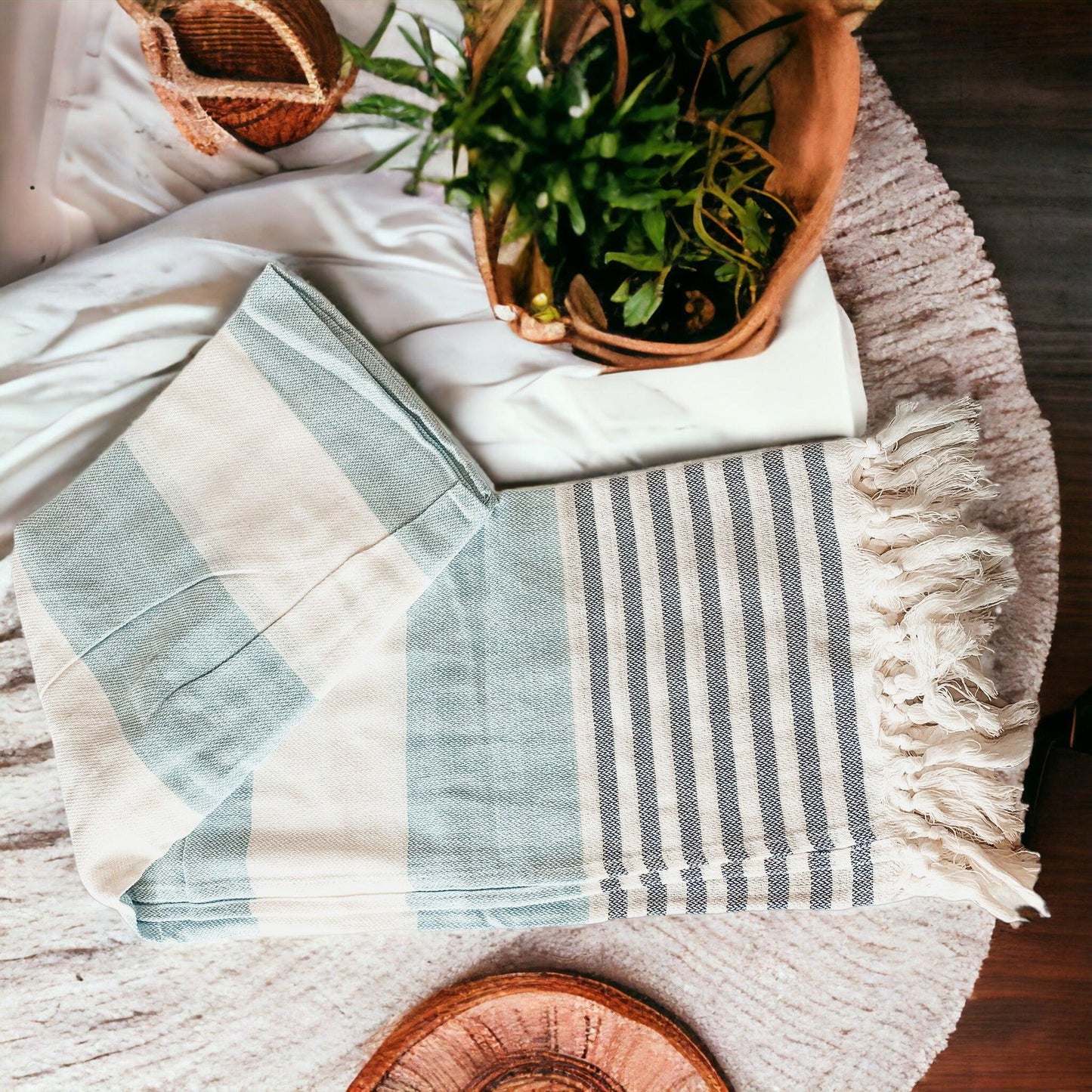 Oversized Mediterranean Striped Towel 180GSM