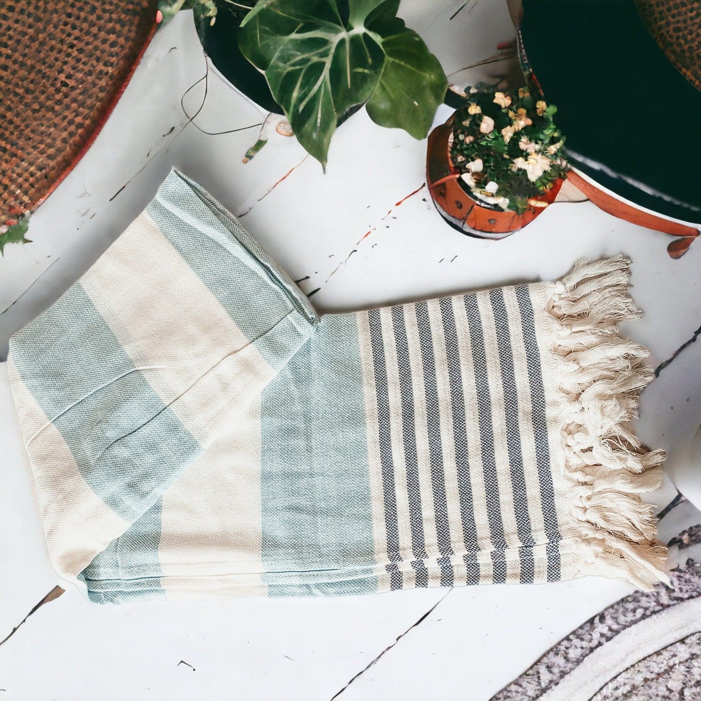 Oversized Mediterranean Striped Towel 180GSM