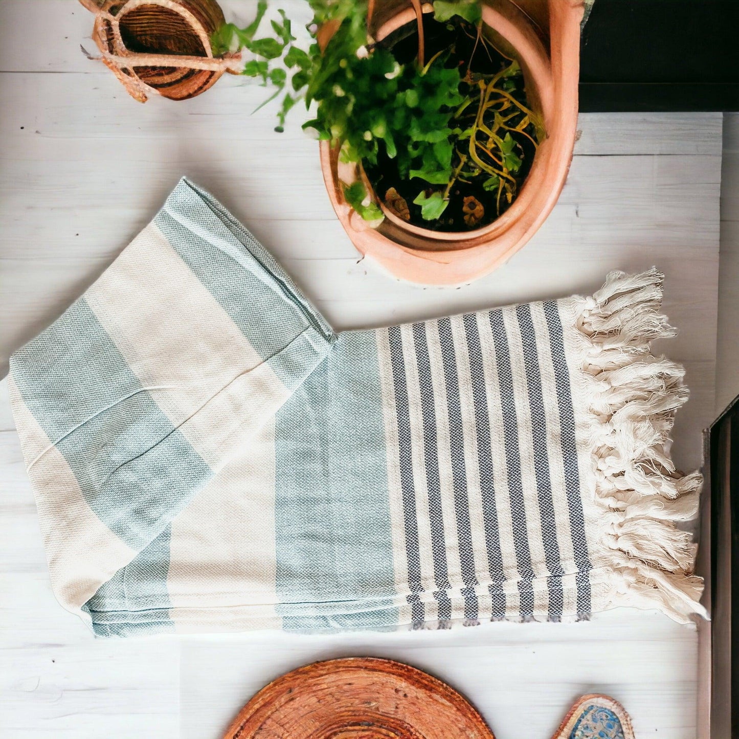 Oversized Mediterranean Striped Towel 180GSM