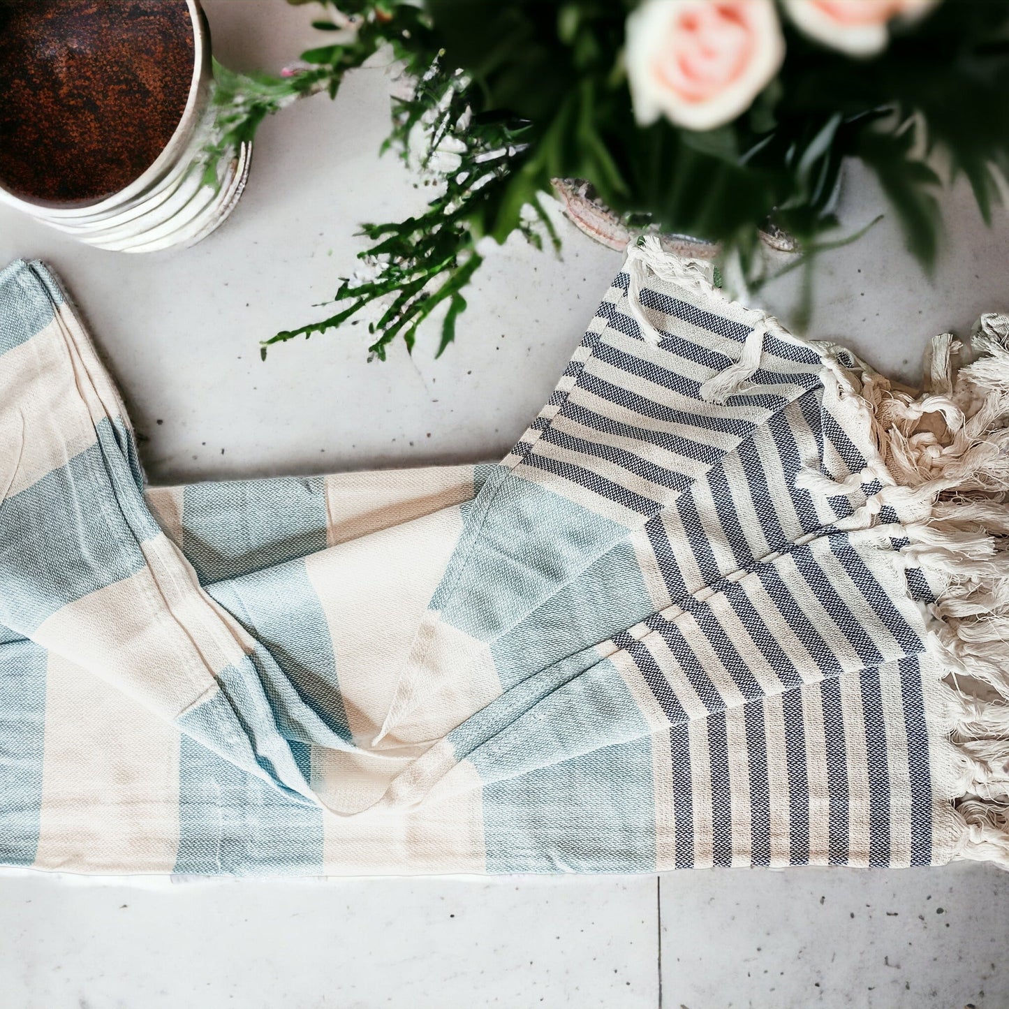 Oversized Mediterranean Striped Towel 180GSM