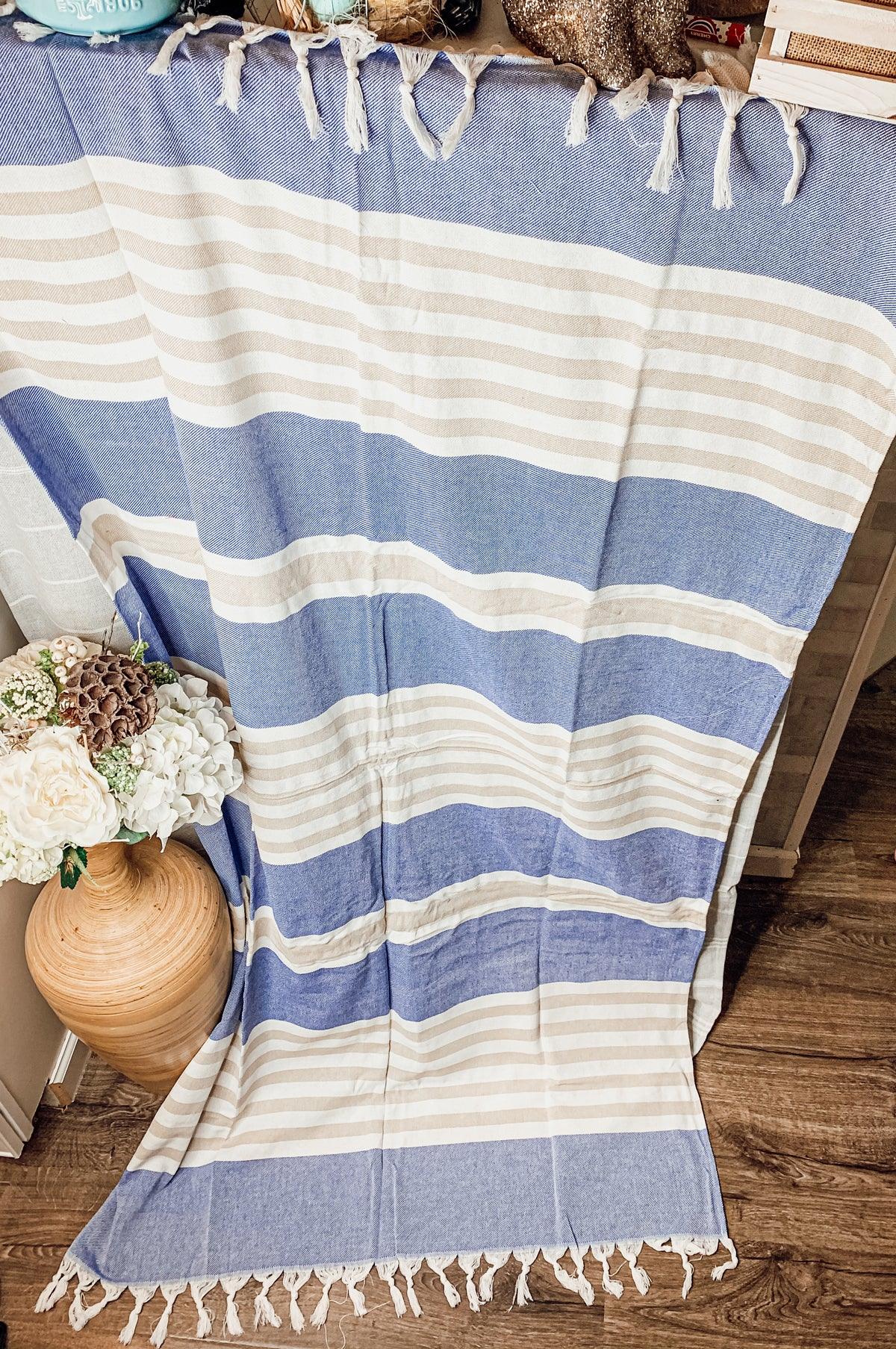 Oversized Mediterranean Striped Towel 180GSM