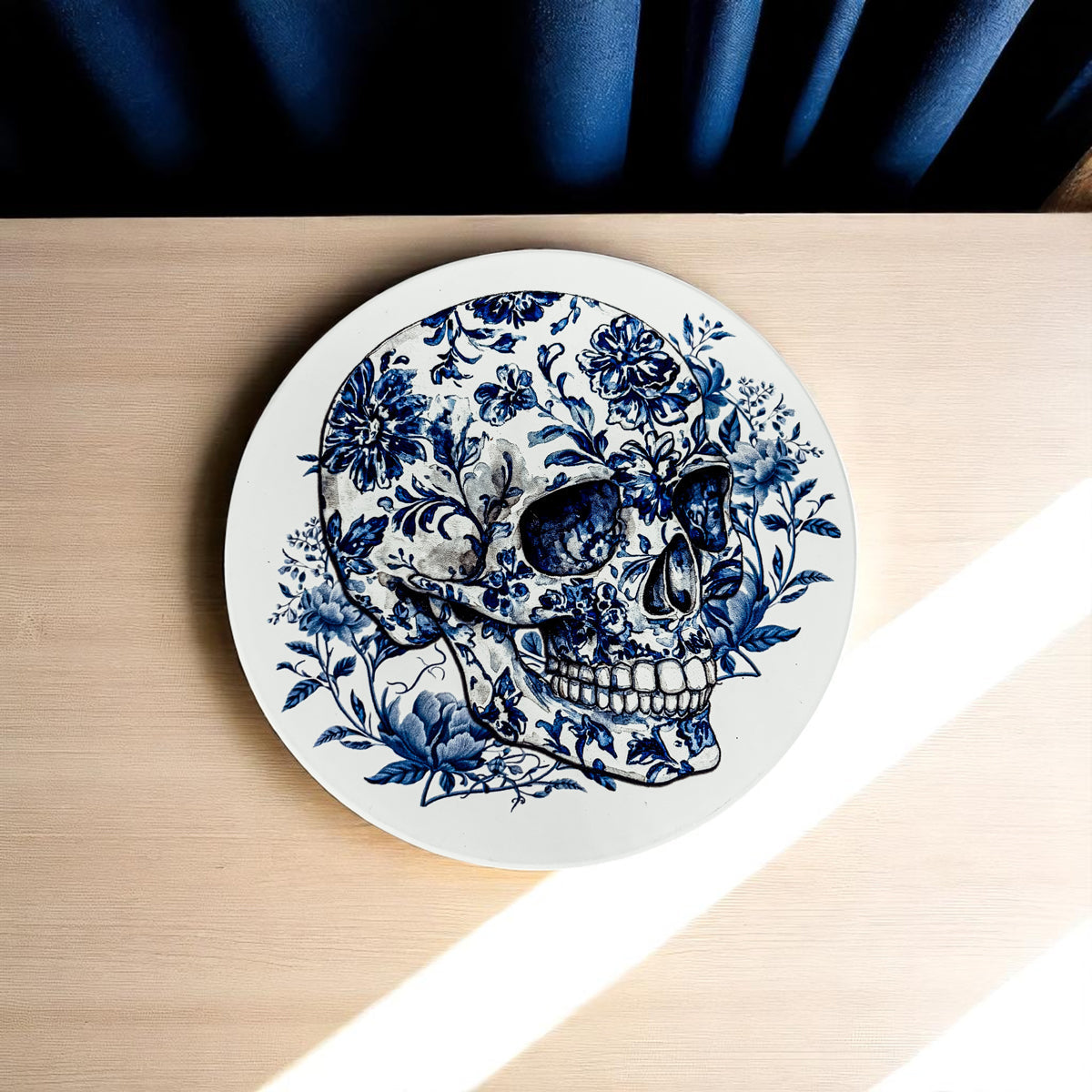 Chinoiserie Blue & White Halloween Coasters Set