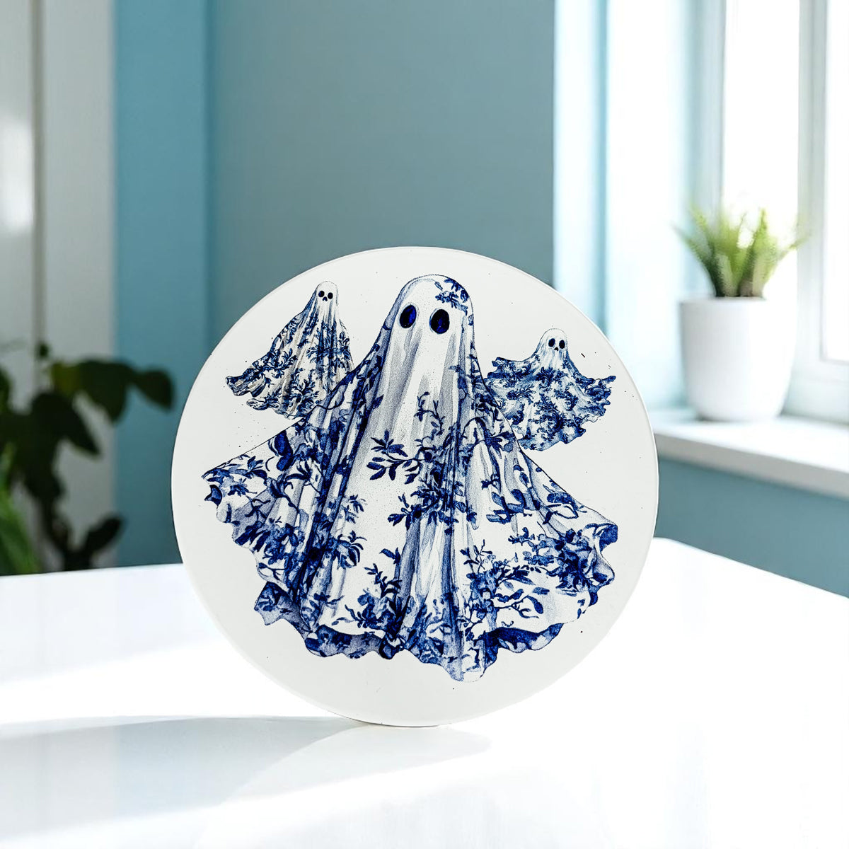 Chinoiserie Blue & White Halloween Coasters Set