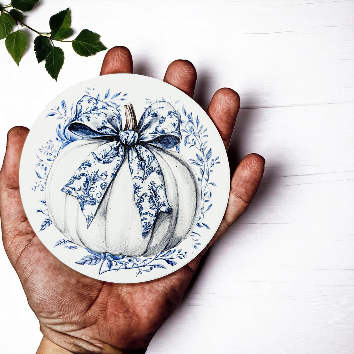 Chinoiserie Blue & White Halloween Coasters Set