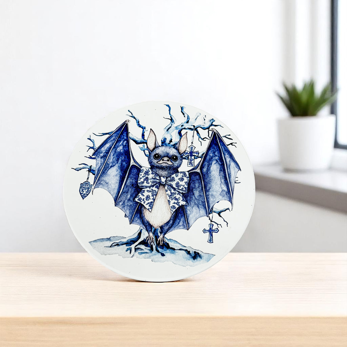 Chinoiserie Blue & White Halloween Coasters Set