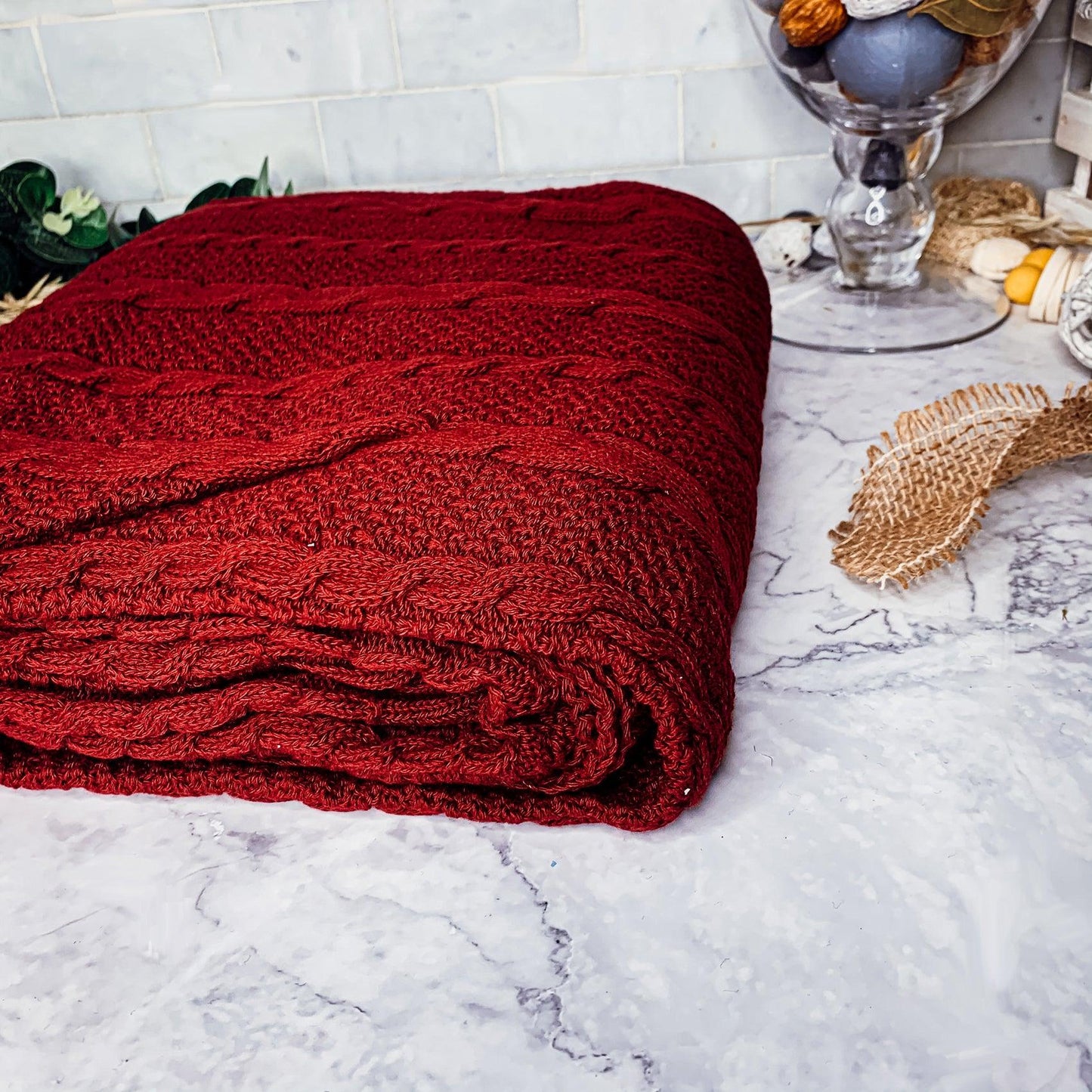 Claret Knit Sweater Throw Plush Super Soft