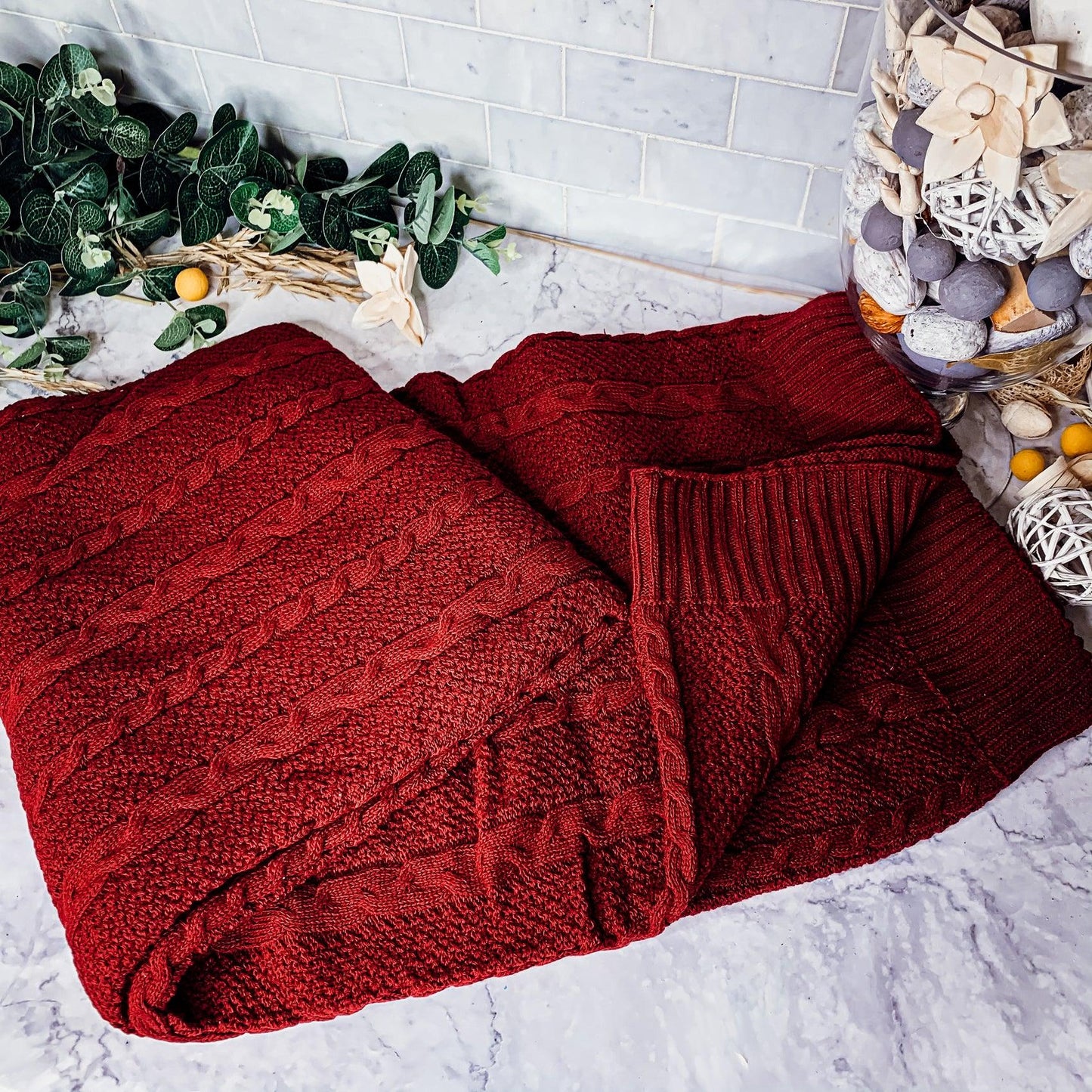 Claret Knit Sweater Throw Plush Super Soft
