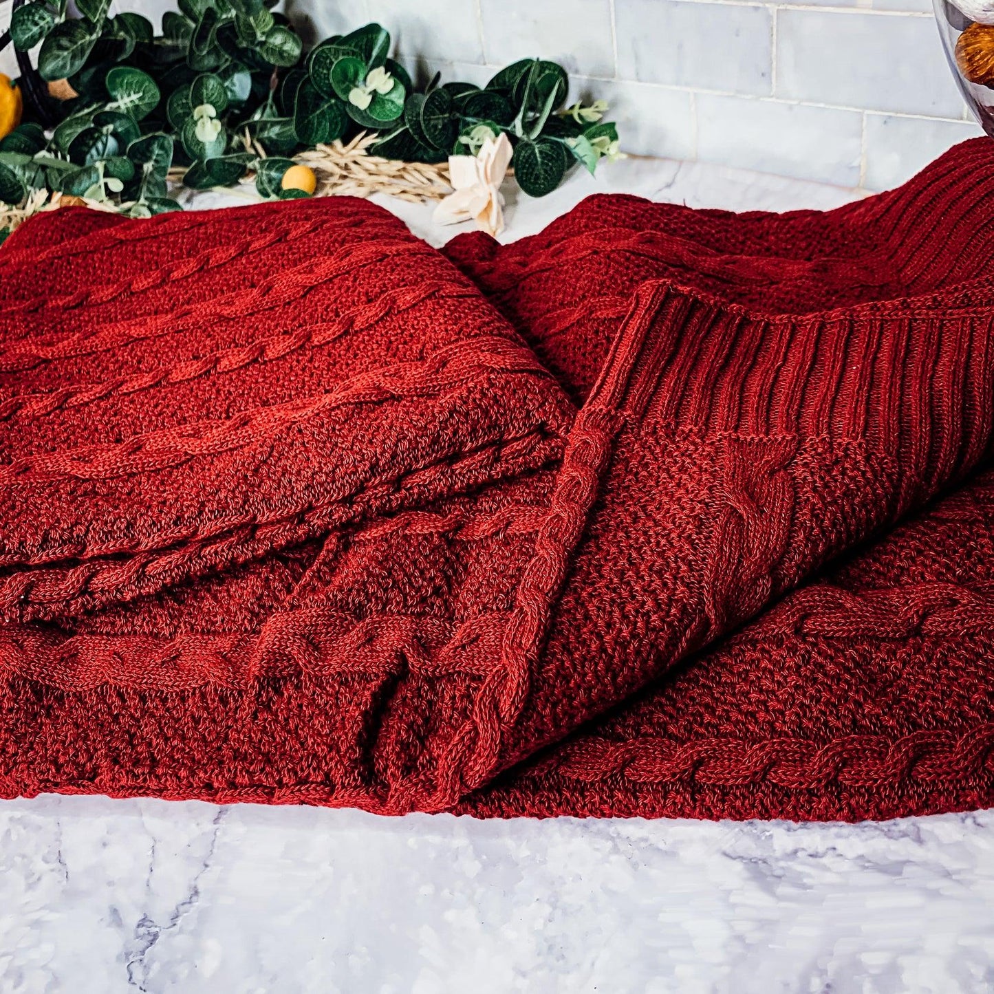 Claret Knit Sweater Throw Plush Super Soft