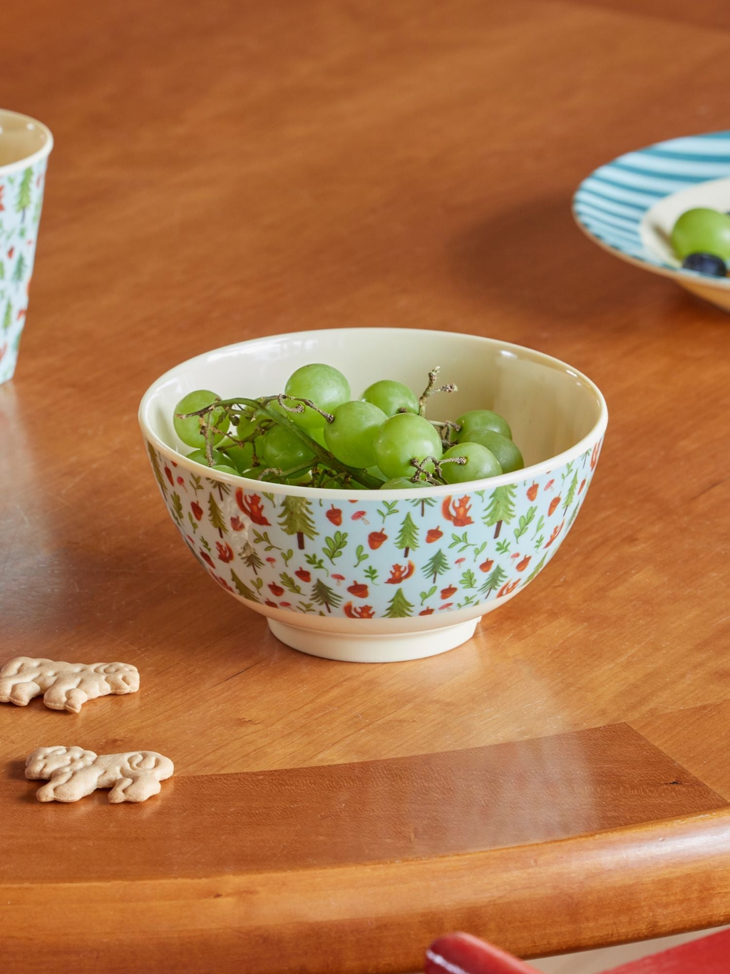 Medium Melamine Bowl - Blue Happy Forest Print