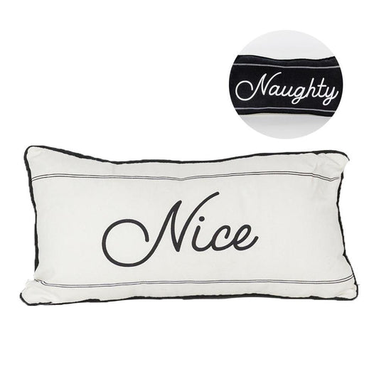 Naughty or Nice Double Sided Canvas Pillow