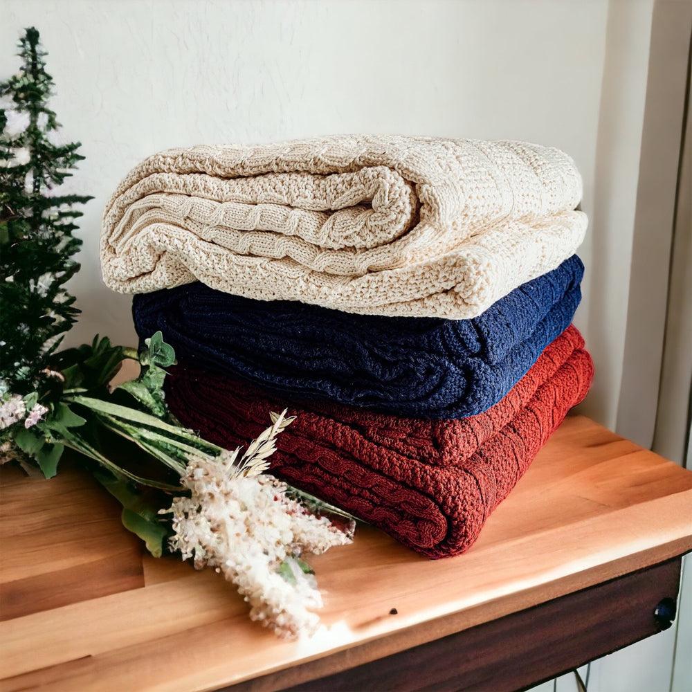 Claret Knit Sweater Throw Plush Super Soft