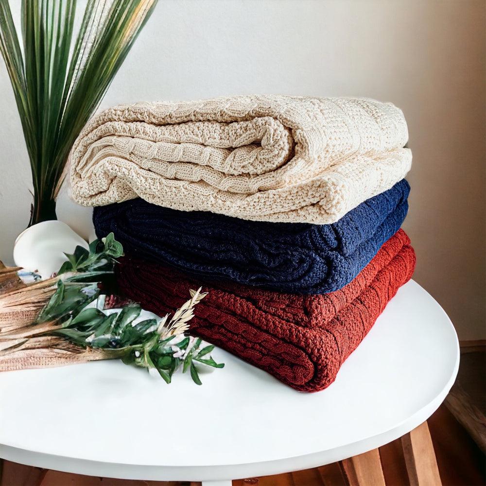 Claret Knit Sweater Throw Plush Super Soft