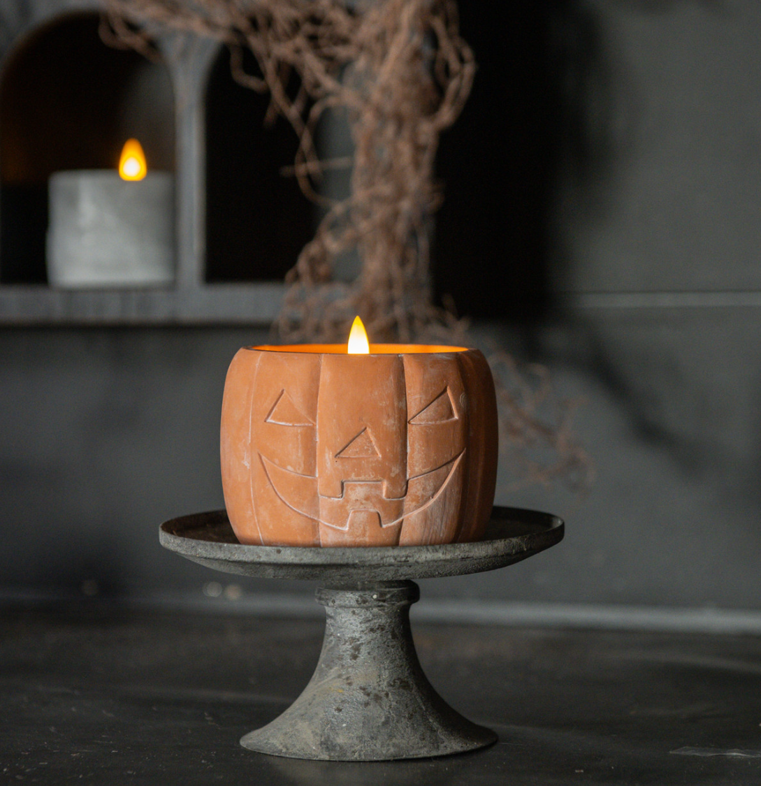Orange Jack-O-Lantern 3D Flame Candle