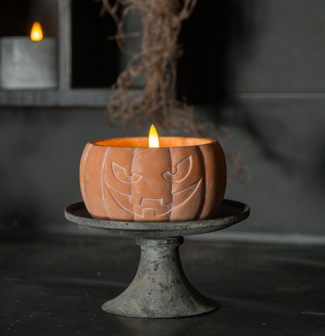 Orange Jack-O-Lantern 3D Flame Candle