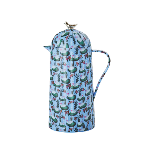 Thermo with Silver Bird Lid With Swan Lake Print