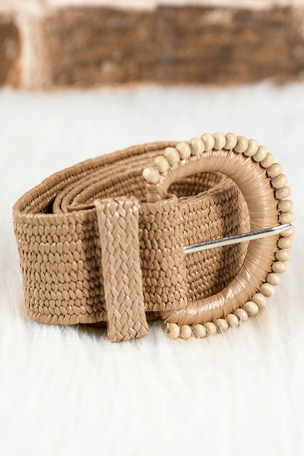 Camel Braided Leather Decor Belt
