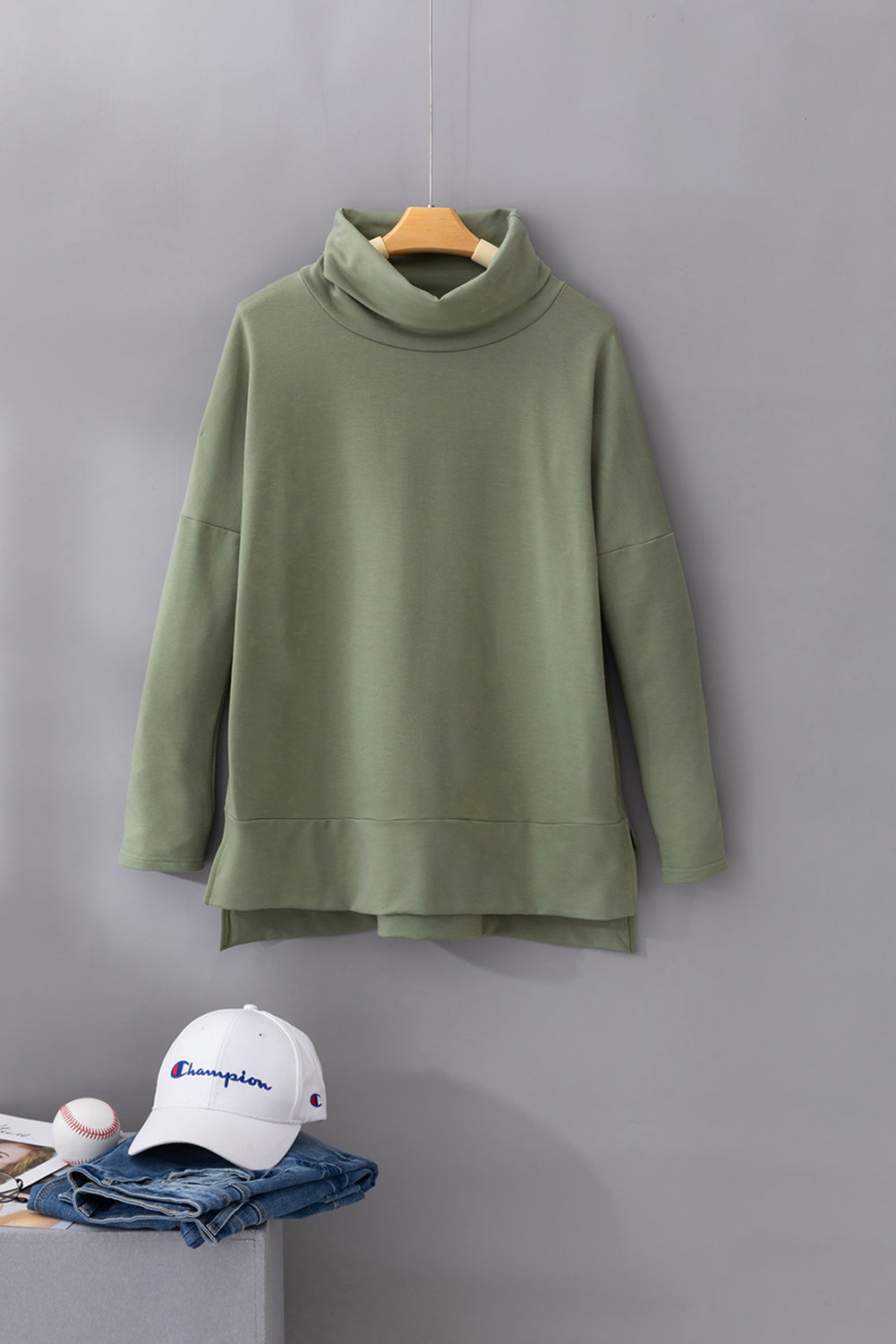 Cowl Neck Loose Fit Tunic Top (2 colors)