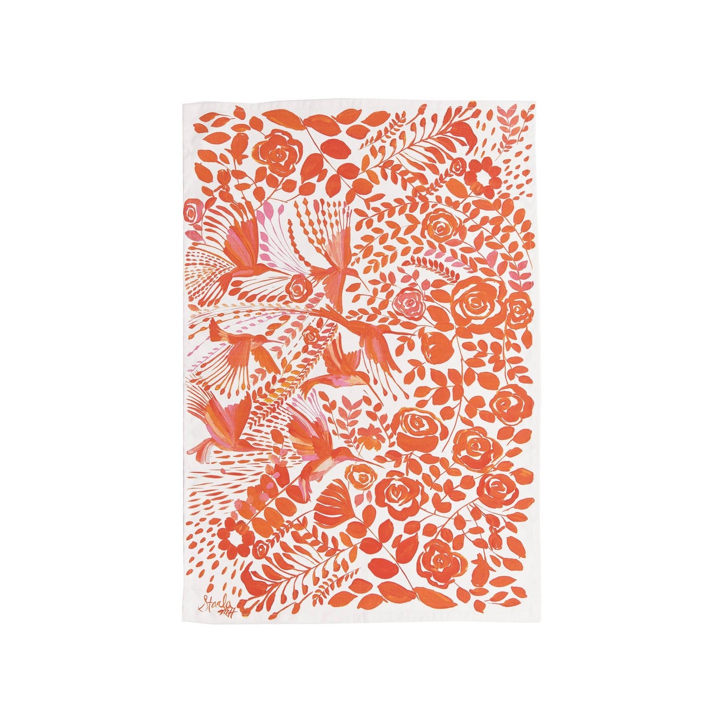 SALE Hummingbird Floral Kitchen Towel