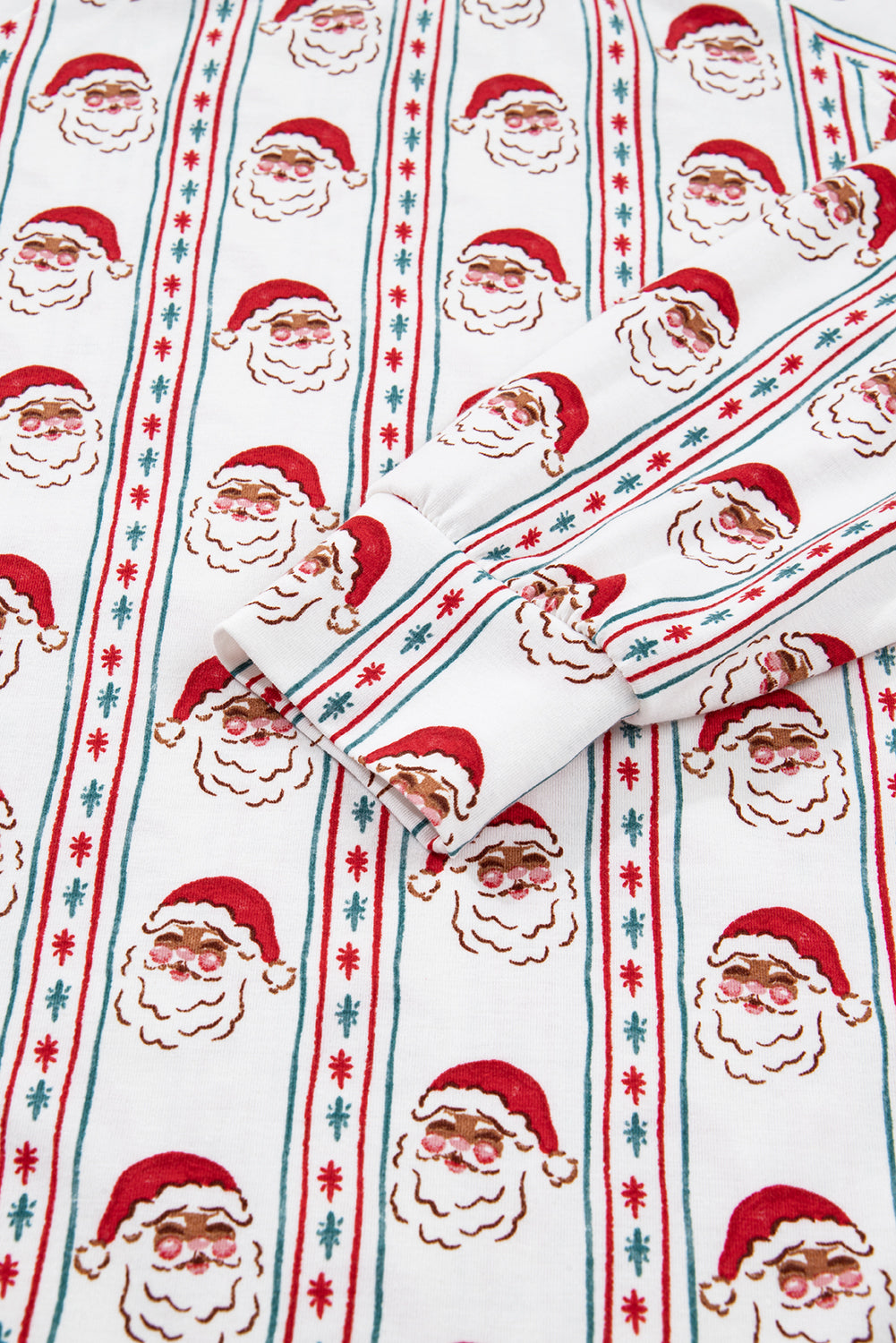 White Christmas Santa Claus Print Long Sleeve Pajama Set