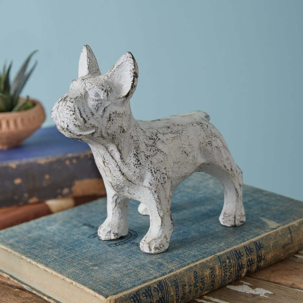 White French Bulldog Figurine in Cast Iron