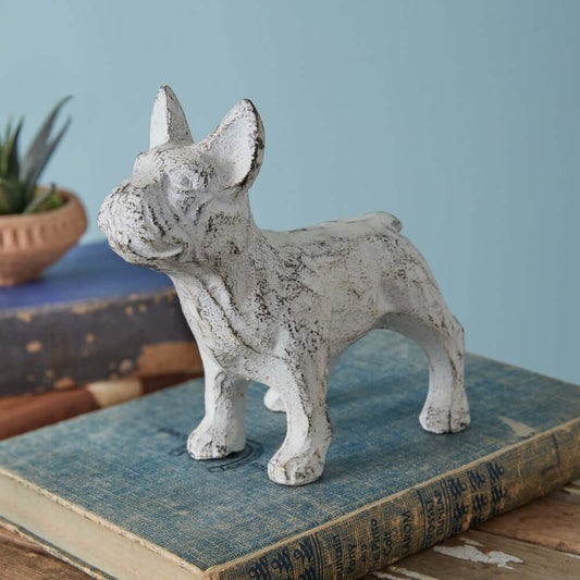 White French Bulldog Figurine in Cast Iron