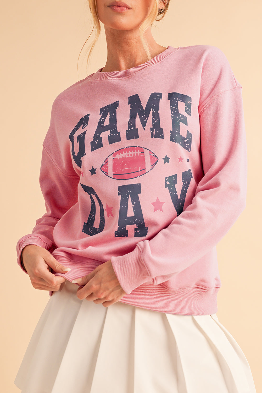 Pink GAME DAY Graphic Drop Shoulder Sweatshirt