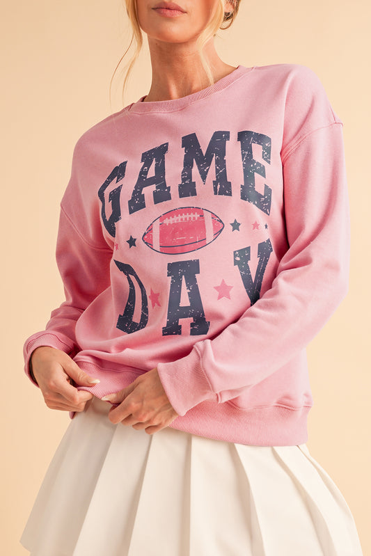 Pink GAME DAY Graphic Drop Shoulder Sweatshirt