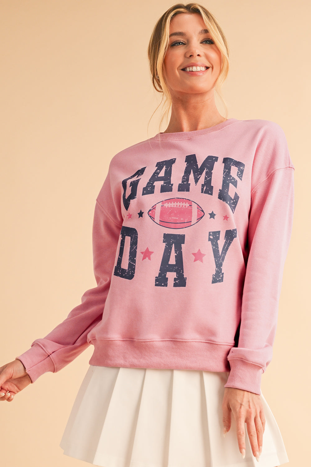 Pink GAME DAY Graphic Drop Shoulder Sweatshirt