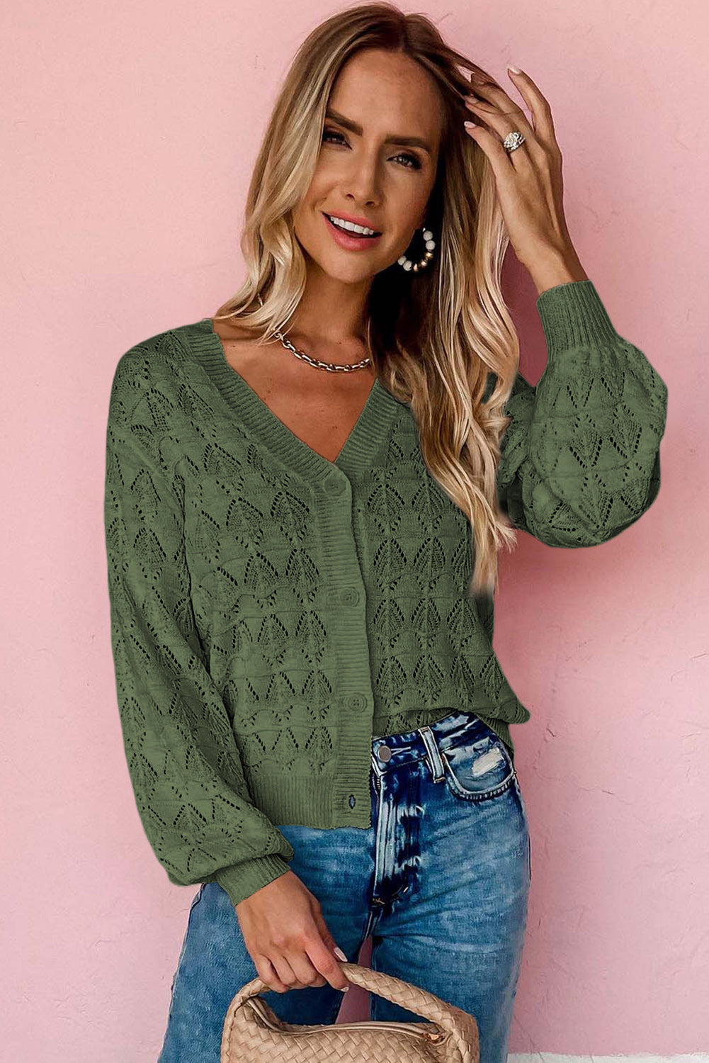 Lightweight Buttoned Front Crochet Cardigan (4 colors)