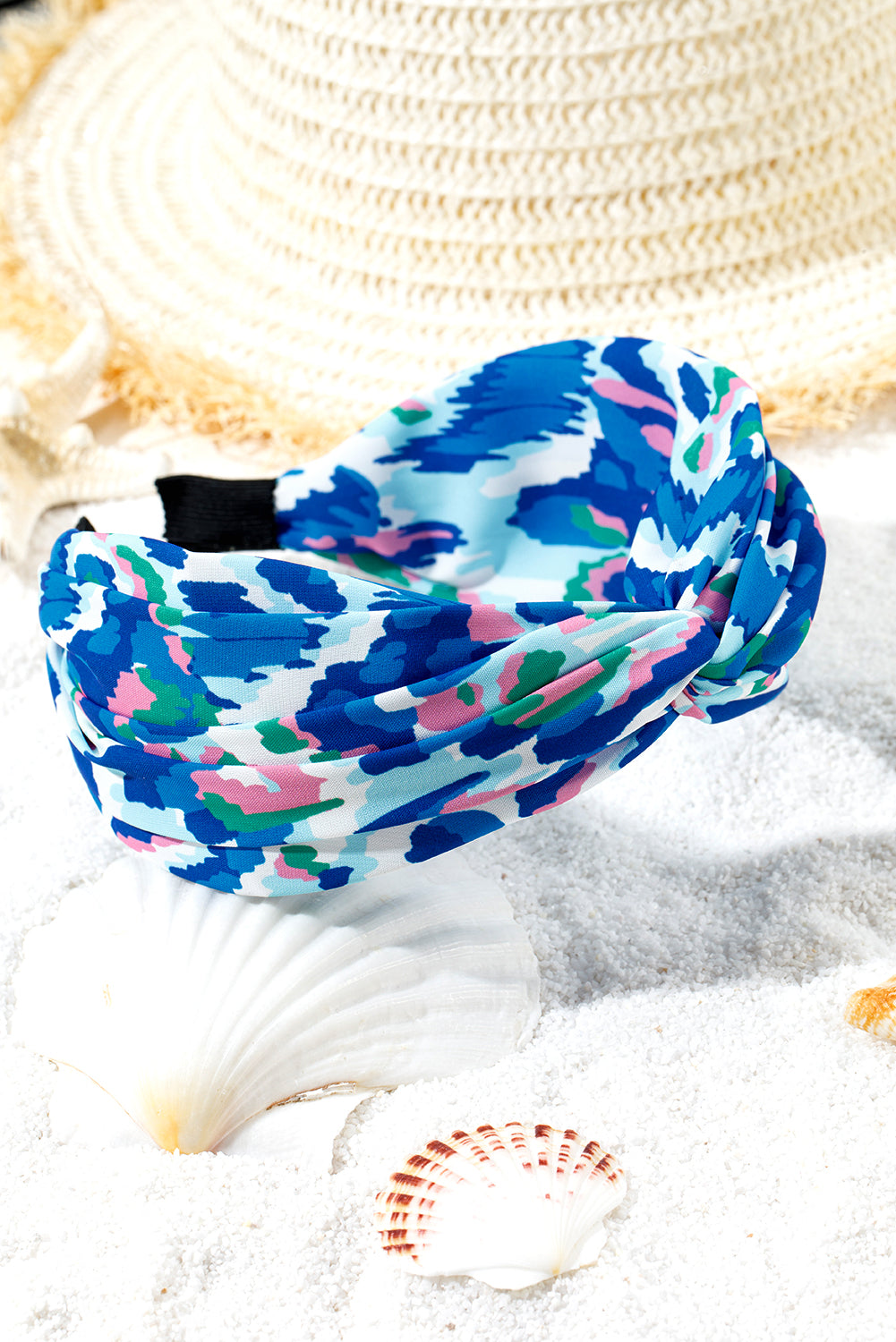Blue Vacation Abstract Print Twisted Hairband