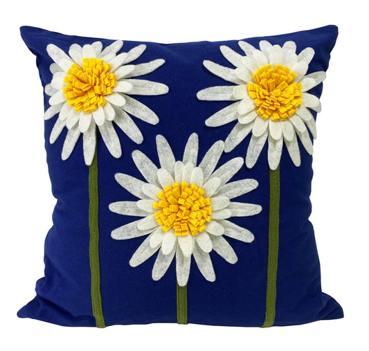 Handmade 3D Sunflower Cotton 18" Decorative Throw Pillow: 3 Sunflowers