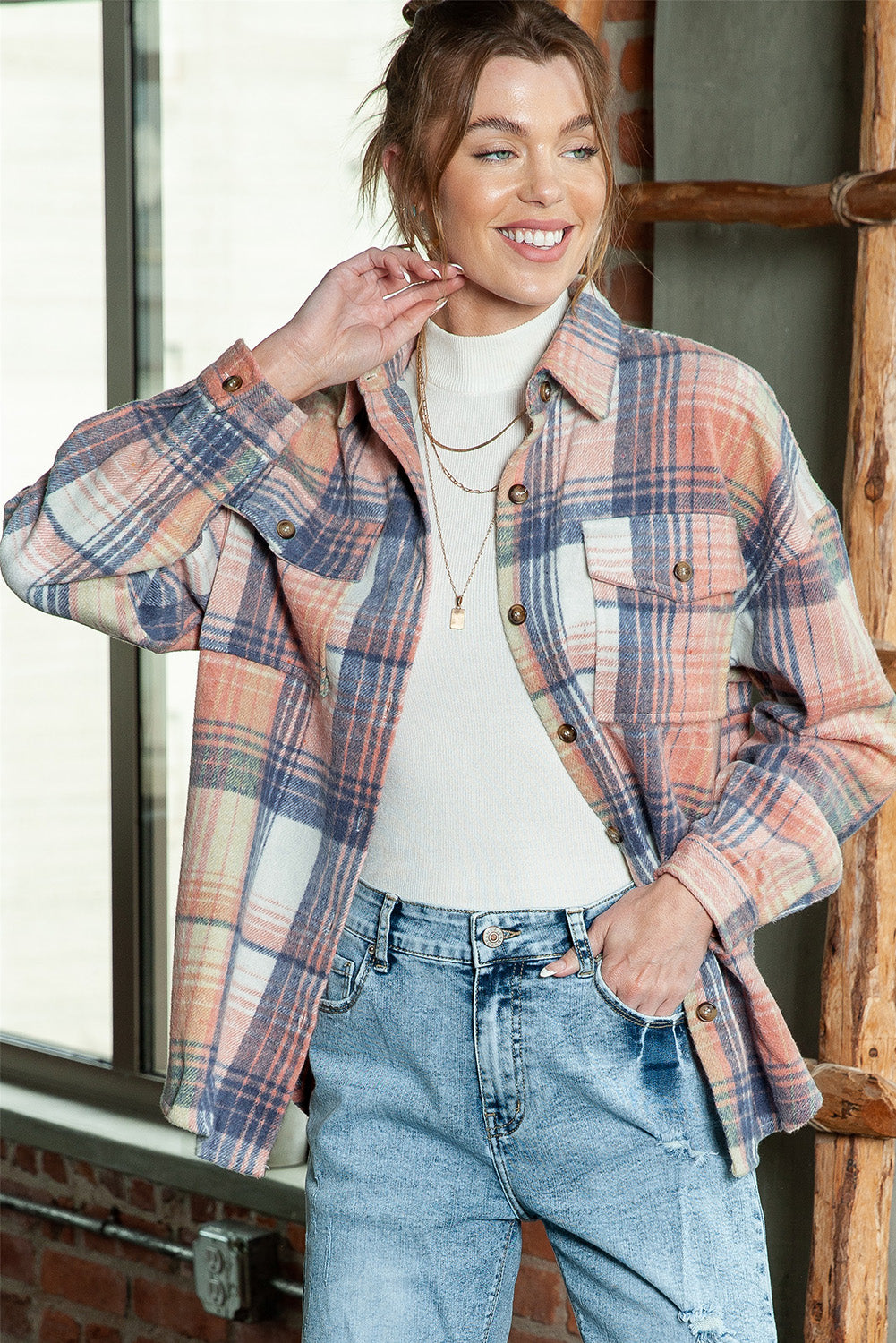 Plaid Button Up Collared Flannel Shacket (2 colors)