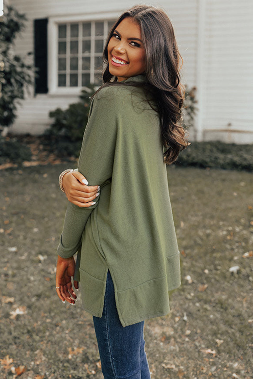 Cowl Neck Loose Fit Tunic Top (2 colors)