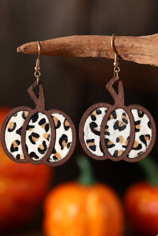Animal Print Pumpkin Shaped Drop Earrings